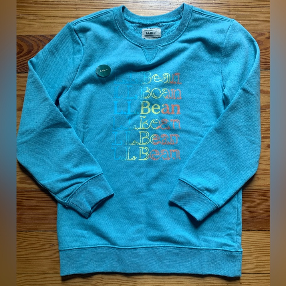 NWOT L.L. Bean Aqua Sweatshirt, Youth Sz 6x-7